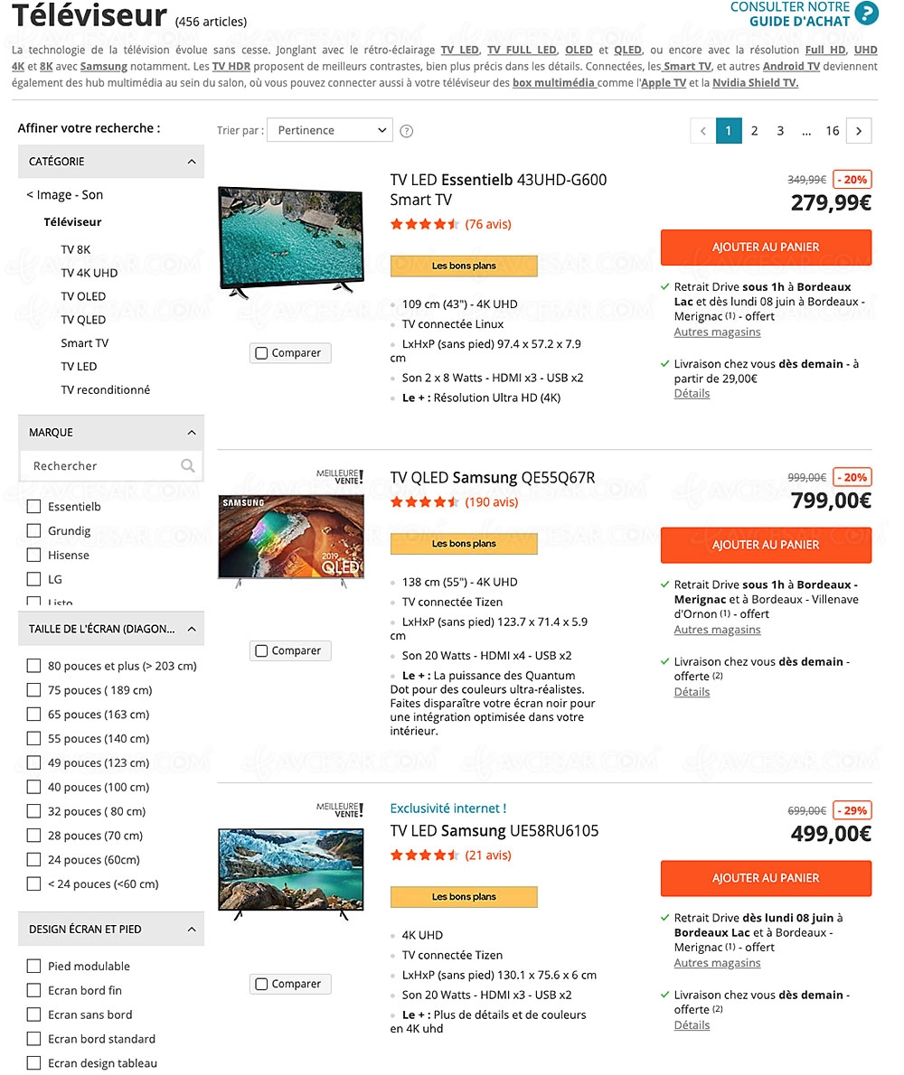 Soldes Boulanger, 446&nbsp;TV proposés jusqu'à&nbsp;‑72% de&nbsp;remise
