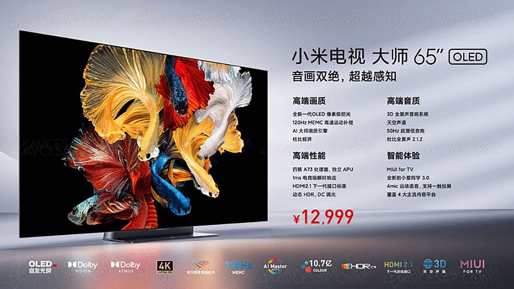 TV Oled Ultra HD 4K Xiaomi&nbsp;65'' Master&nbsp;Series à -1&nbsp;600&nbsp;€… en&nbsp;Chine
