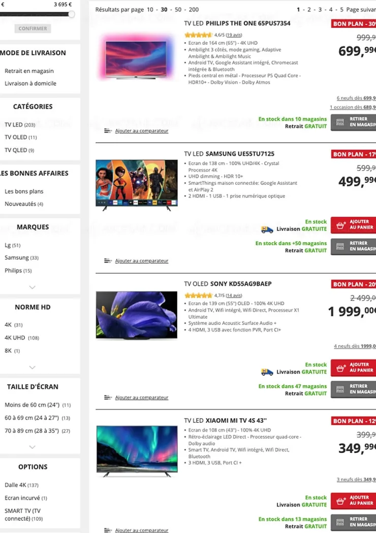 Soldes Darty, 223 TV affichés jusqu'à -50% de remise