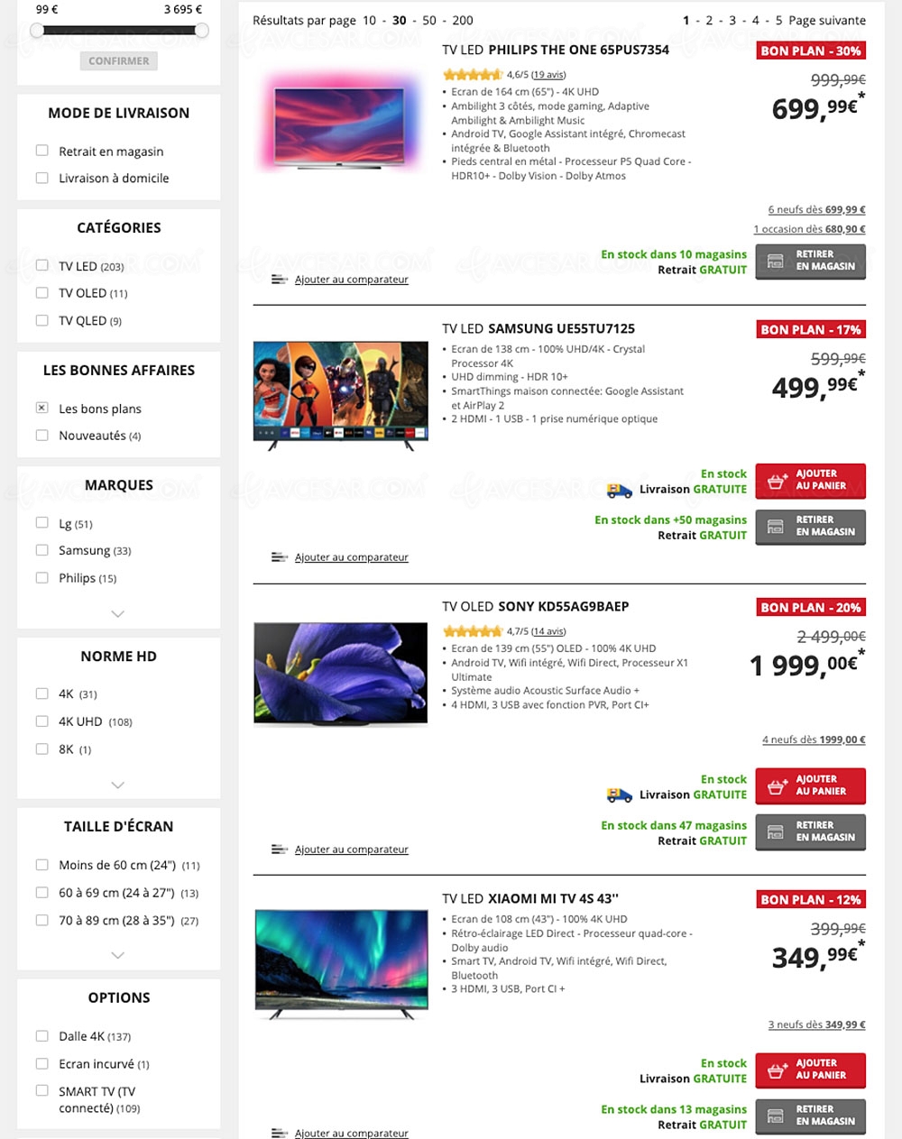 Soldes Darty, 194&nbsp;TV affichés jusqu'à ‑48%&nbsp;de&nbsp;remise