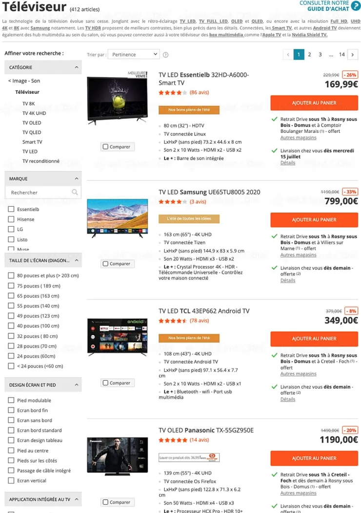 Soldes Boulanger, 412 TV proposés jusqu'à -72% de remise