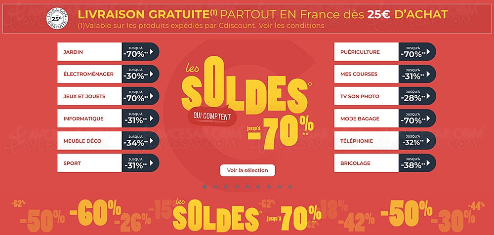 Soldes été 2020, CDiscount&nbsp;: jusqu'à&nbsp;&#8209;70% sur des milliers&nbsp;d'articles