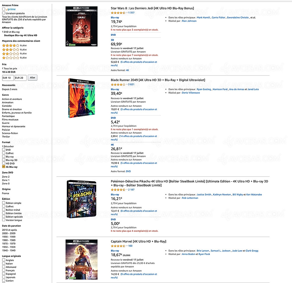 Amazon, 296&nbsp;coffrets 4K Ultra&nbsp;HD Blu&#8209;Ray à&nbsp;&#8209;20&nbsp;€