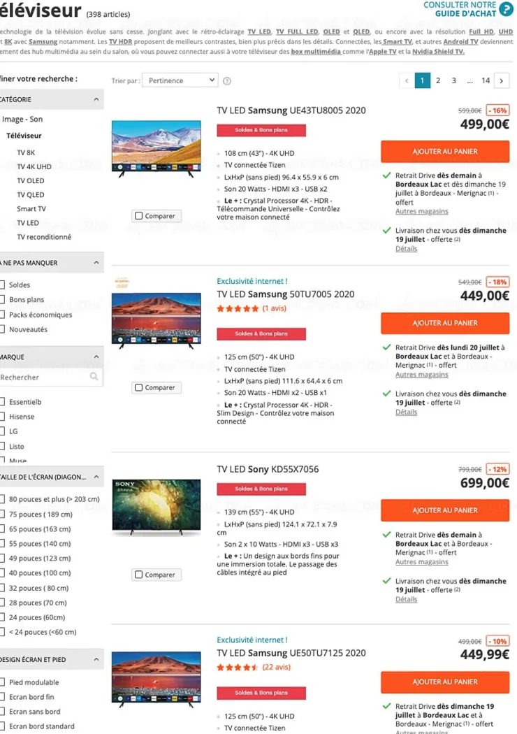 Soldes Boulanger, 398 TV proposés jusqu'à -73% de remise