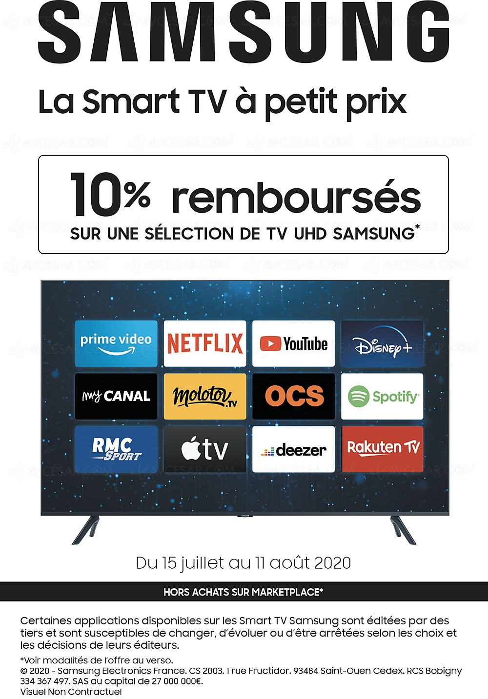 Offre de remboursement Smart&nbsp;TV Samsung, jusqu'à 300&nbsp;€&nbsp;remboursés