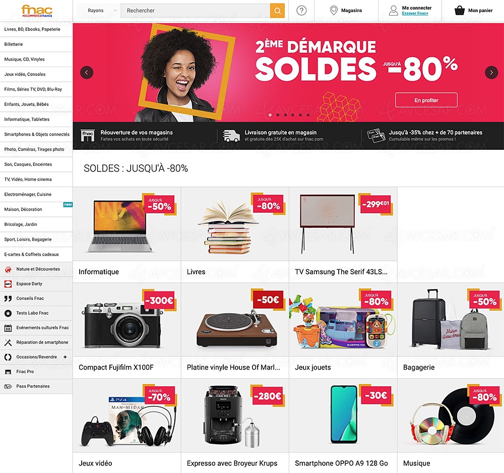 Soldes été 2020, 2e&nbsp;démarque Fnac jusqu'à&nbsp;&#8209;80% sur des milliers&nbsp;d'articles