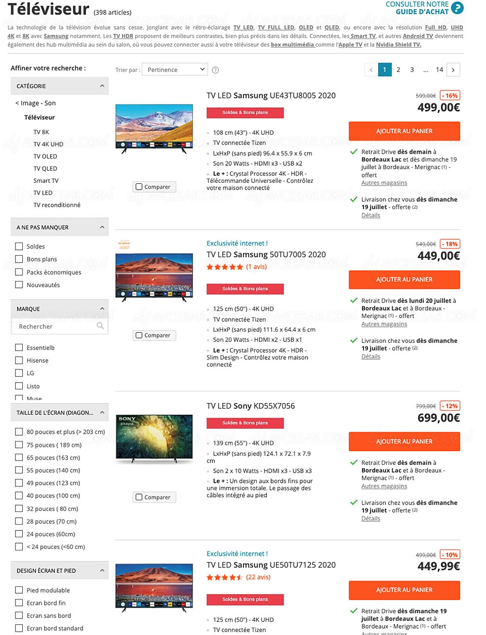 Soldes Boulanger, 413&nbsp;TV proposés jusqu'à&nbsp;‑62% de&nbsp;remise