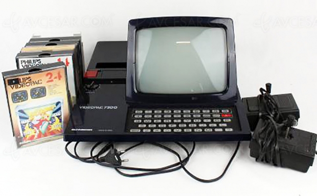 Console de jeu vintage Schneider Videopac 7200 sur Label Emmaüs
