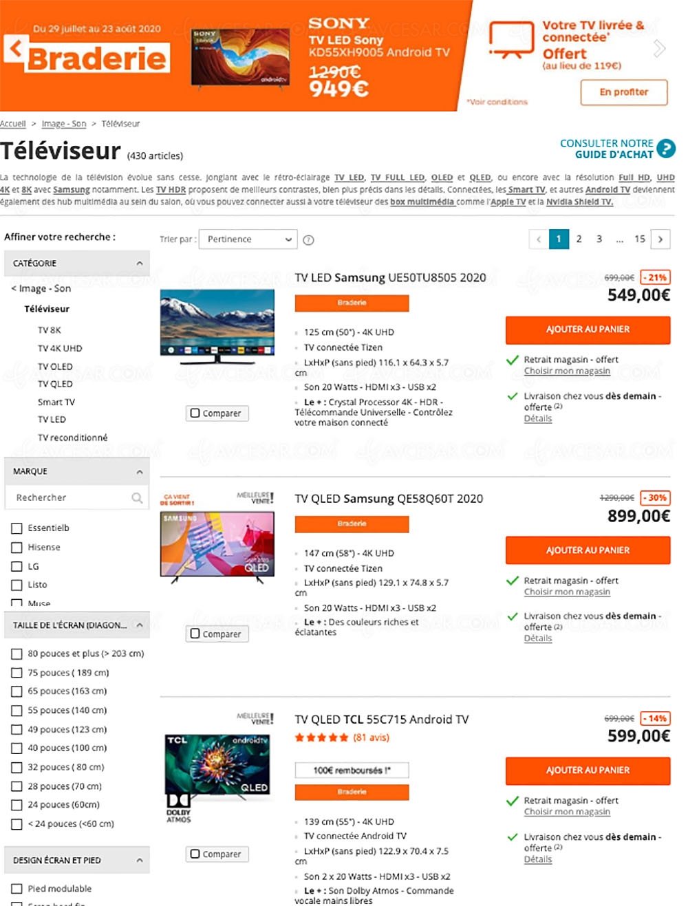 Soldes Boulanger, 430&nbsp;TV proposés jusqu'à&nbsp;‑69% de&nbsp;remise