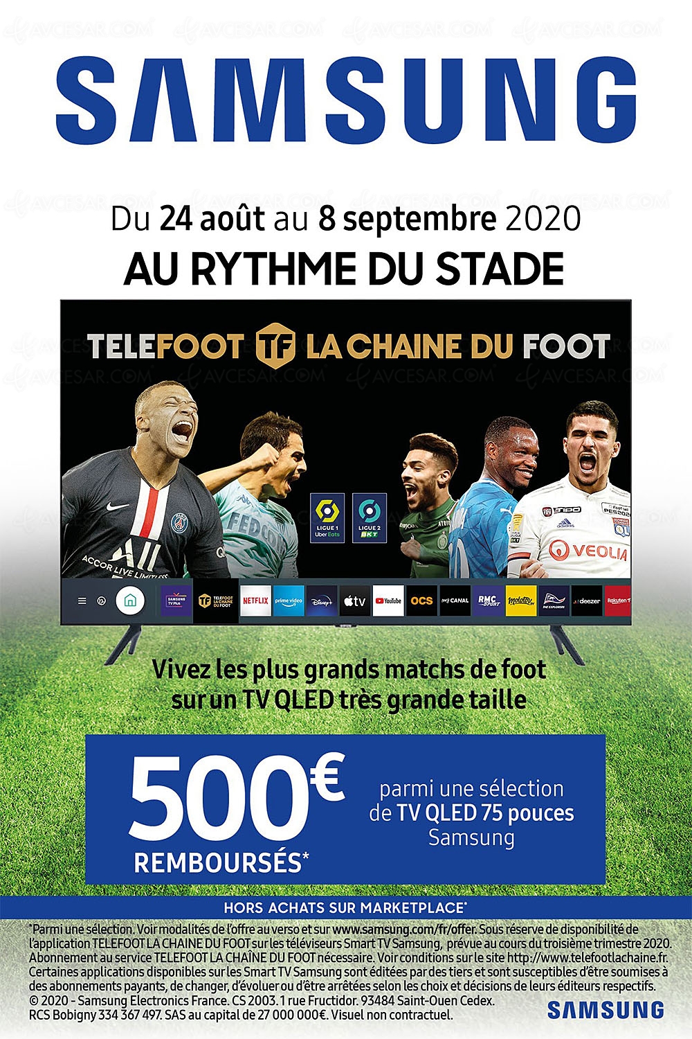 Offre de remboursement Samsung TV&nbsp;QLED&nbsp;75'', 500&nbsp;€&nbsp;remboursés