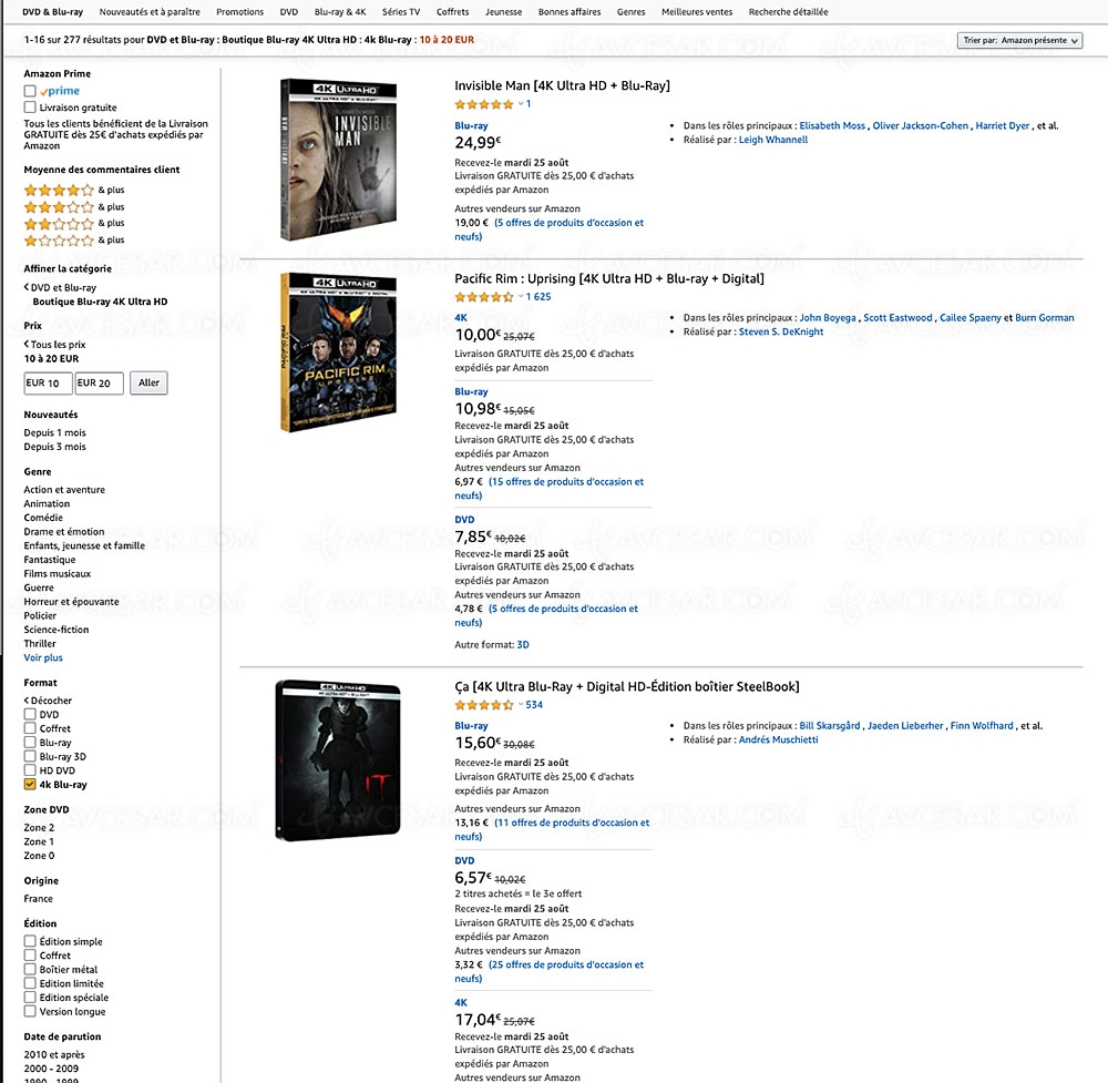 Amazon, 274&nbsp;coffrets 4K Ultra&nbsp;HD Blu&#8209;Ray à&nbsp;-20&nbsp;€