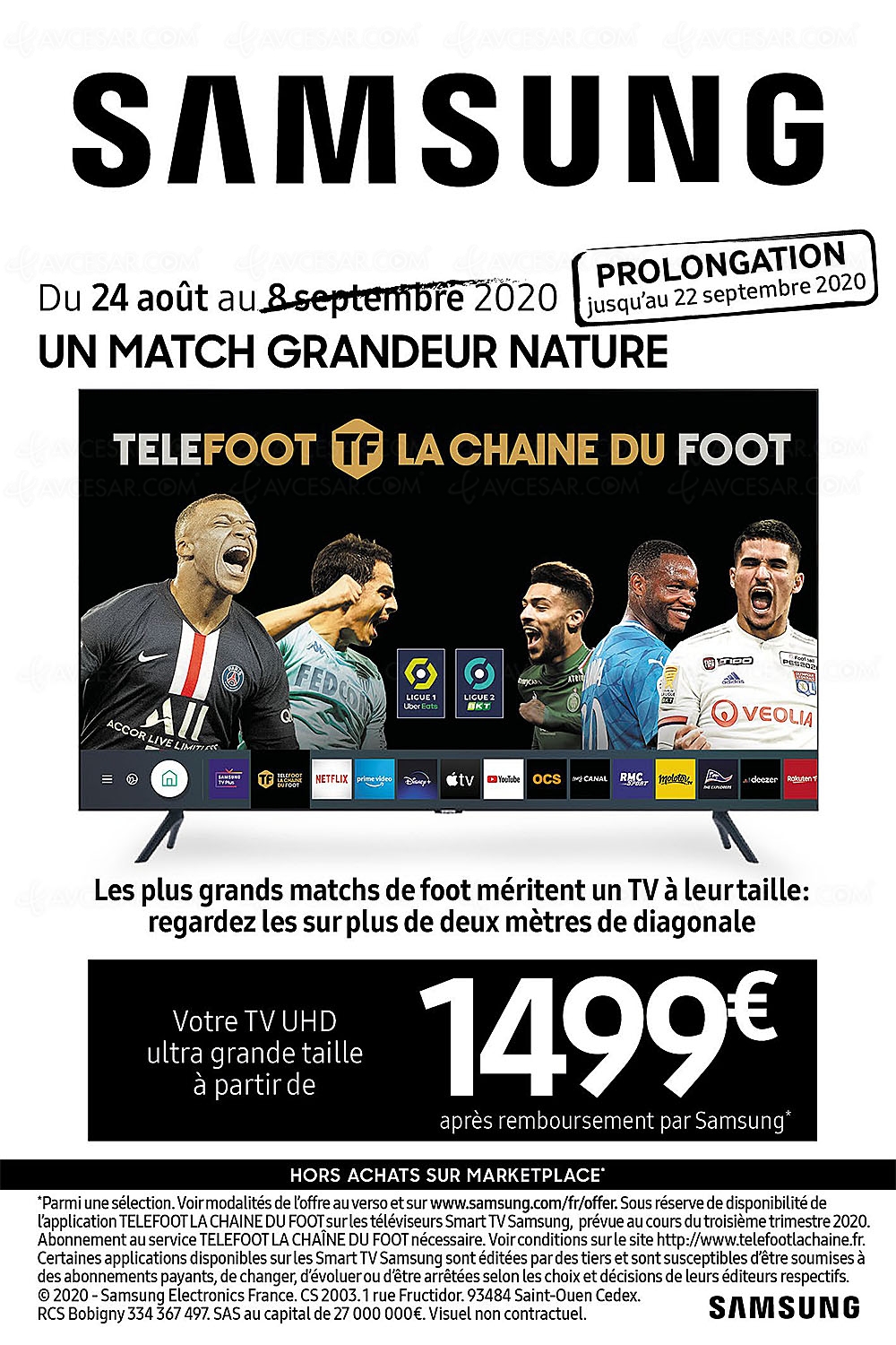 Offre de remboursement Samsung TV&nbsp;QLED 82/85'', jusqu'à&nbsp;1&nbsp;000&nbsp;€ remboursés (dernier&nbsp;jour)
