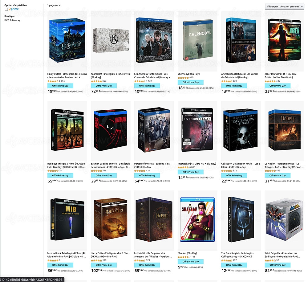 Amazon Prime Day, 104&nbsp;coffrets 4K&nbsp;Ultra&nbsp;HD Blu&#8209;Ray/Blu&#8209;Ray jusqu'à&nbsp;&#8209;56%