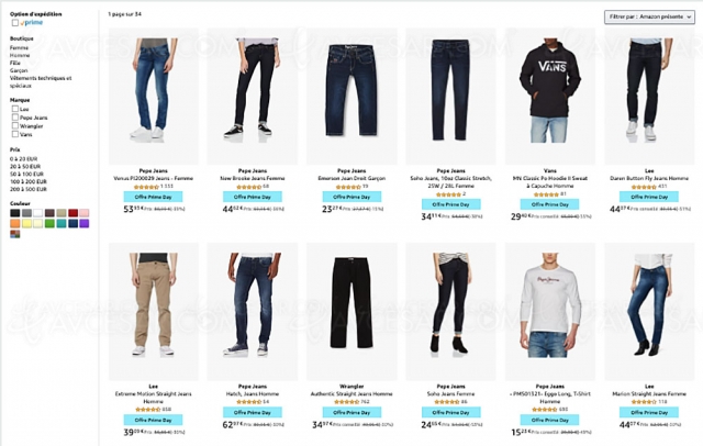 Amazon Prime Day 2020, vêtements Lee, Wrangler, Pepejeans… jusqu'à ‑72% de remise