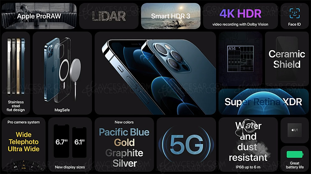 iPhone 12 Pro&nbsp;: 5G, 3 x&nbsp;12&nbsp;Mpxls, A14&nbsp;Bionic, Machine Learning, HDR&nbsp;Dolby&nbsp;Vision…