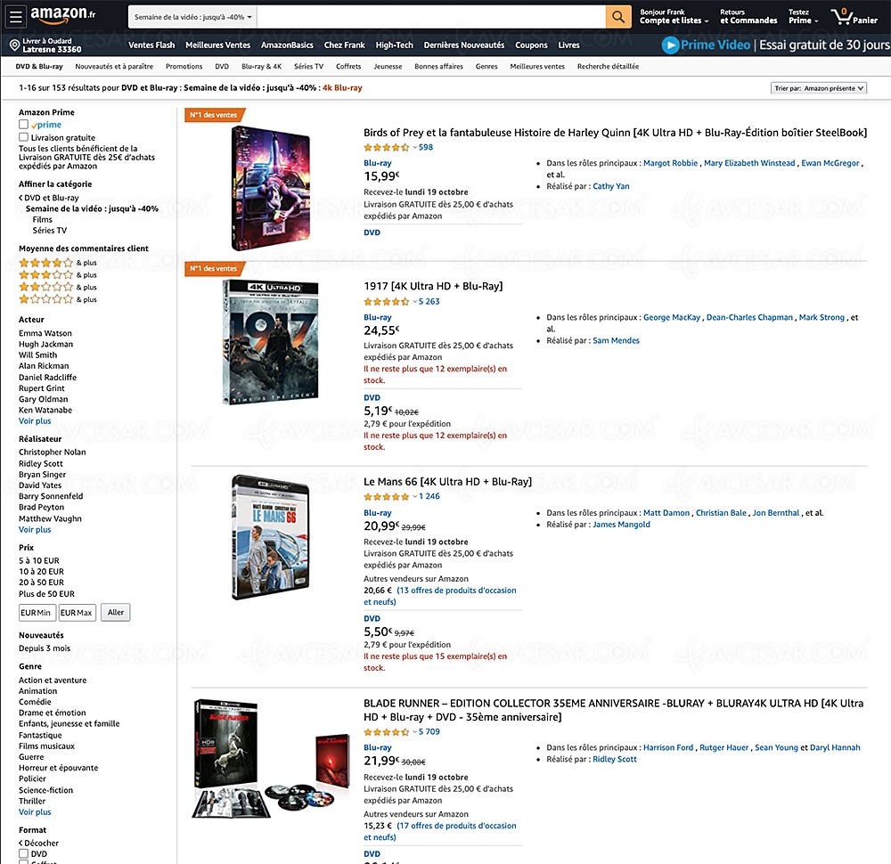 Amazon Prime Day, 153&nbsp;coffrets 4K&nbsp;Ultra&nbsp;HD Blu&#8209;Ray/Blu&#8209;Ray jusqu'à&nbsp;&#8209;56%