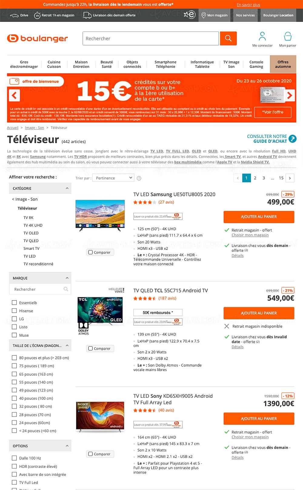 Soldes 2020 Boulanger, 442&nbsp;TV proposés jusqu'à&nbsp;‑75% de&nbsp;remise