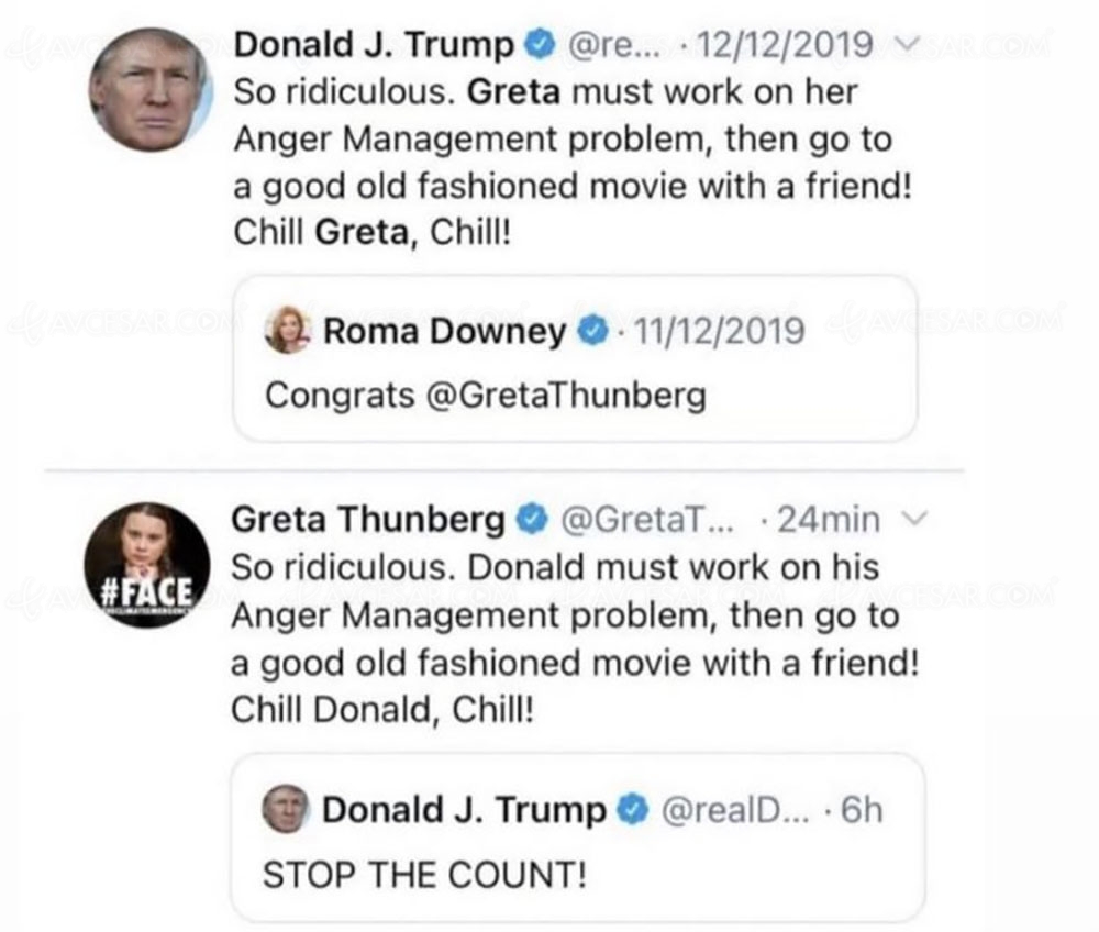 Greta 1 - Trump 0&nbsp;: le choc des Tweets sur fond de&nbsp;vieux&nbsp;films
