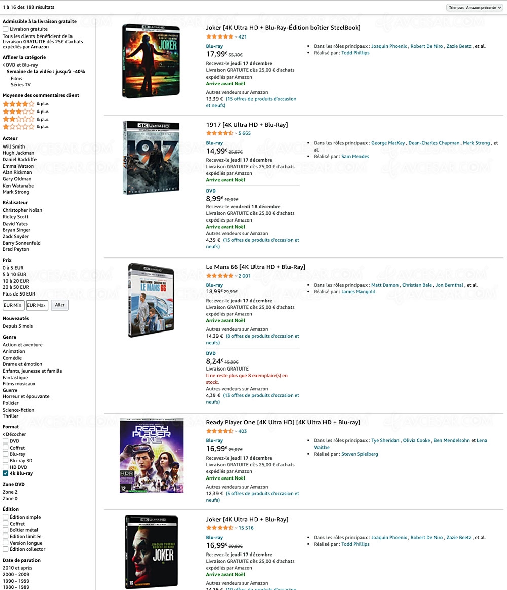 Bons plans Noël 2020 Amazon, 188&nbsp;coffrets 4K Ultra&nbsp;HD à petits&nbsp;prix&nbsp;!