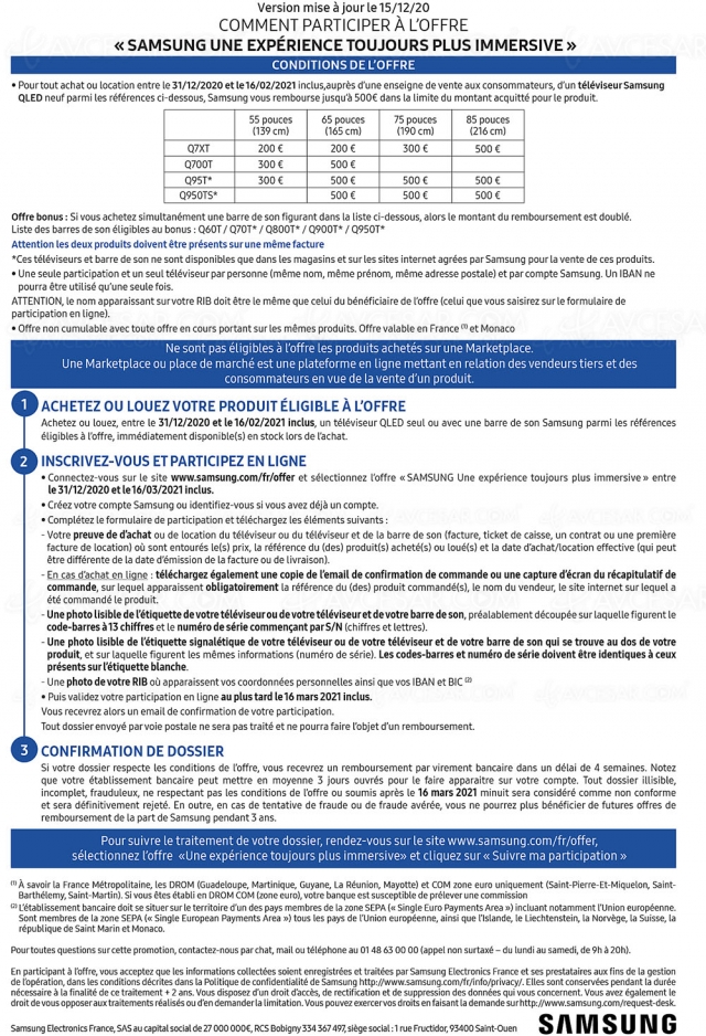 Offre de remboursement Samsung TV QLED + barre de son, jusqu'à 1 000 € remboursés