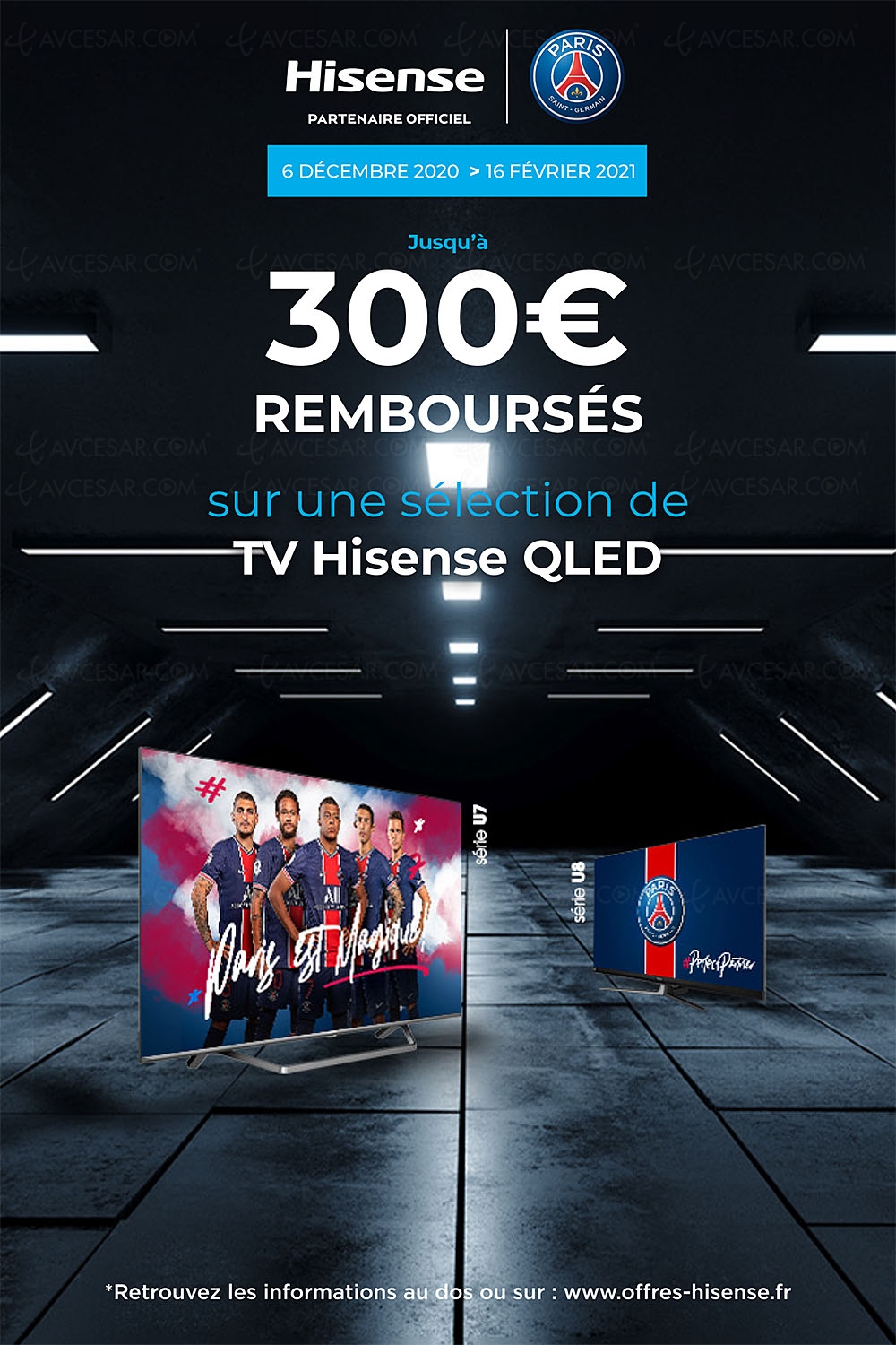 Offre de remboursement TV QLED Ultra&nbsp;HD&nbsp;4K Hisense, jusqu'à 300&nbsp;€&nbsp;remboursés
