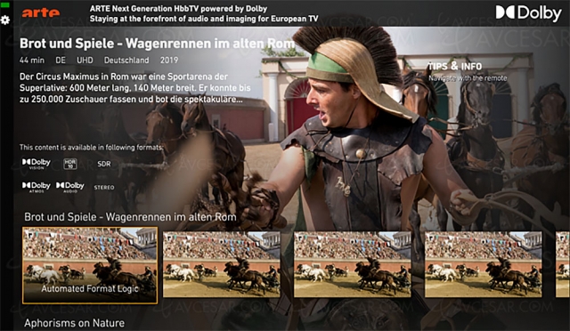 Les technologies Dolby sur le portail HBBTV d’Arte