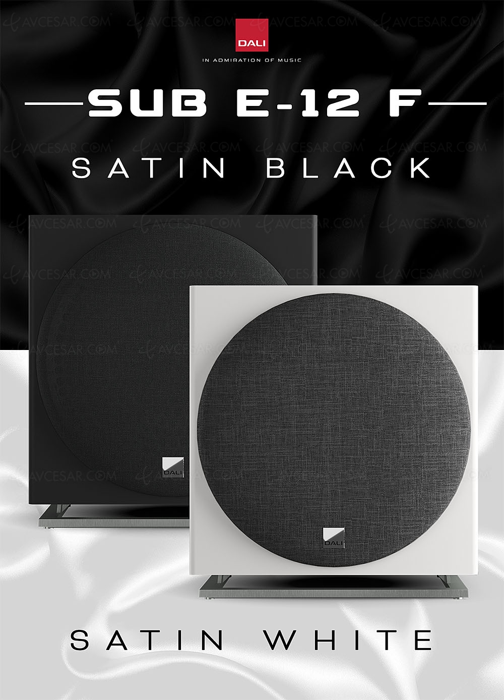 Dali Sub E‑9F et Dali Sub&nbsp;E‑12F, nouvelles finitions blanc ou&nbsp;noir&nbsp;satiné