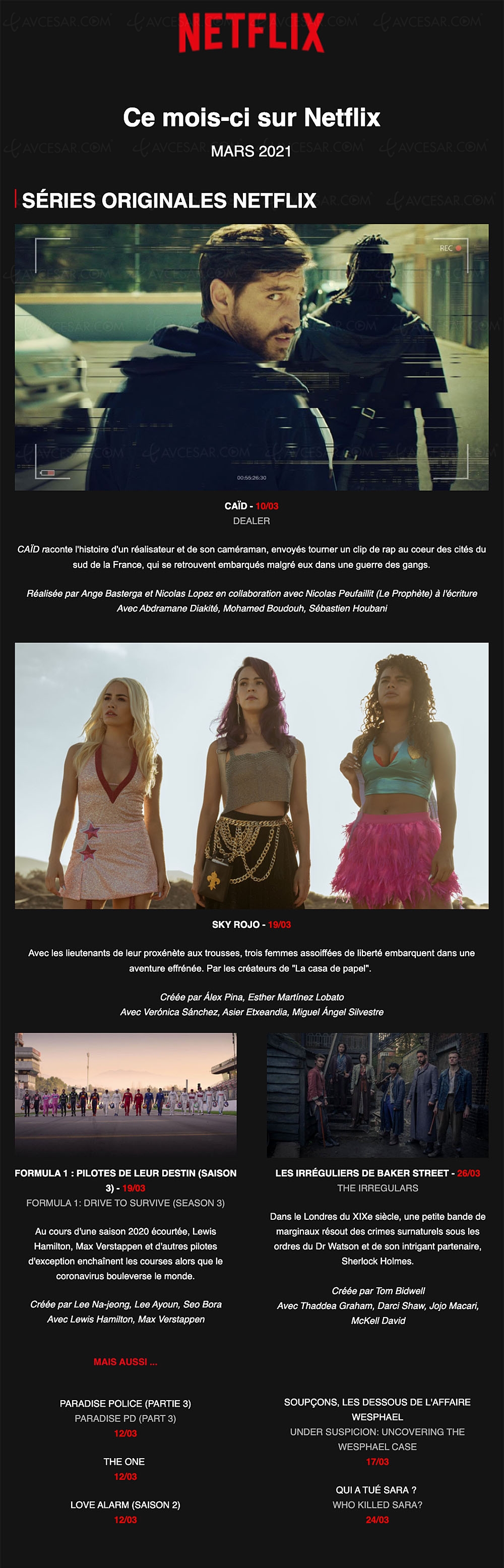 Quoi de neuf sur Netflix en&nbsp;mars&nbsp;? Elémentaire, mon&nbsp;cher…
