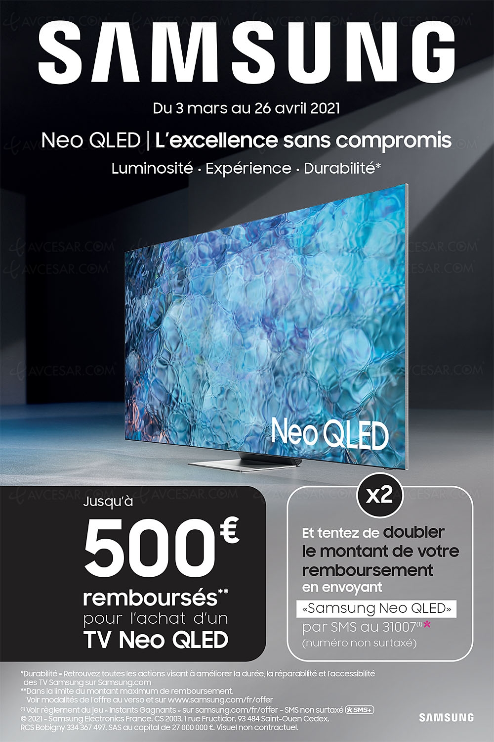 Offre de remboursement 500&nbsp;€ TV&nbsp;Samsung Neo&nbsp;QLED