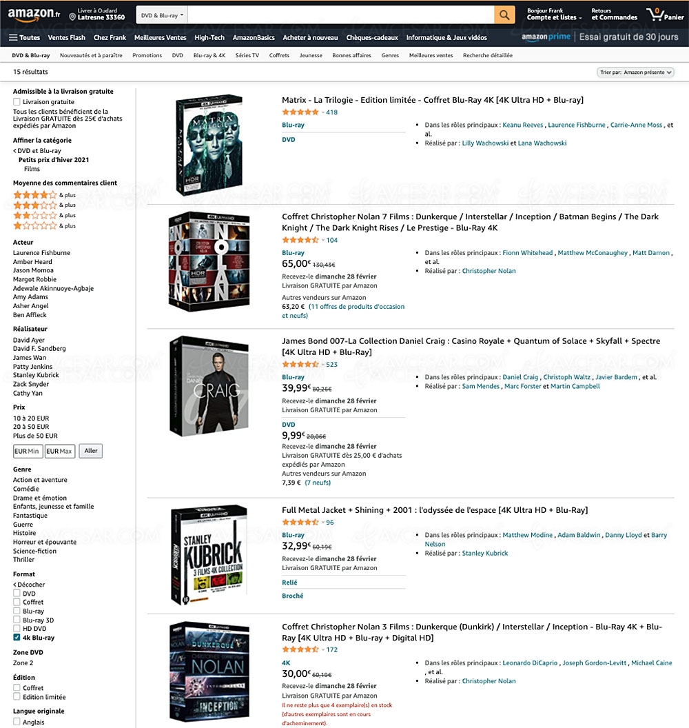 Bon plan Amazon, 1&nbsp;000 coffrets 4K&nbsp;Ultra&nbsp;HD jusqu'à&nbsp;&#8209;67% de&nbsp;remise&nbsp;!