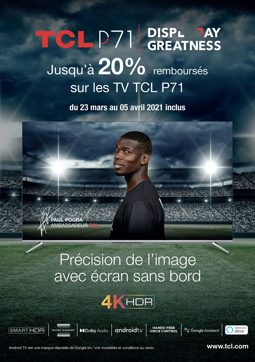 Offre de remboursement TV Ultra&nbsp;HD 4K TCL&nbsp;P71, jusqu'à 200&nbsp;€&nbsp;remboursés
