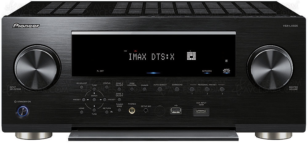 Pioneer VSX-LX505&nbsp;: Dirac&nbsp;Live, Imax Enhanced, HDMI&nbsp;2.1, HDR Dolby Vision, HDR10+, Dolby Atmos&nbsp;7.2.2, DTS:X, AirPlay&nbsp;2, DTS&nbsp;Play‑Fi…