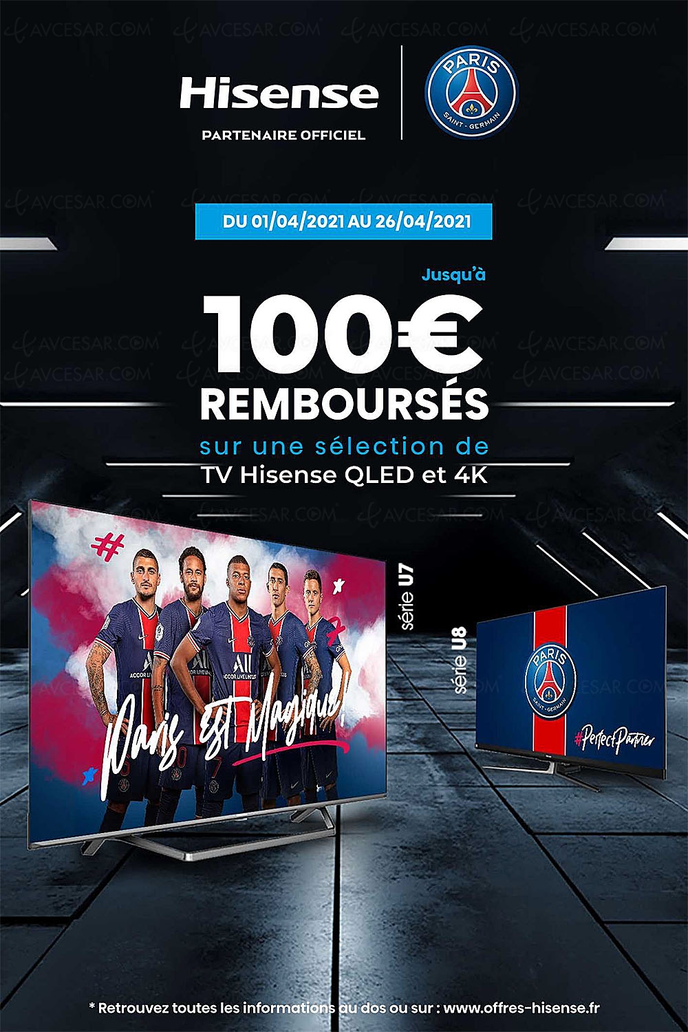 Offre de remboursement TV Ultra&nbsp;HD&nbsp;4K Hisense, jusqu'à 100&nbsp;€&nbsp;remboursés