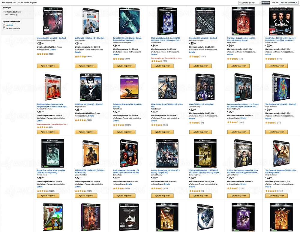 Amazon : deux 4K Ultra&nbsp;HD achetés, un&nbsp;3e&nbsp;offert parmi 57&nbsp;titres