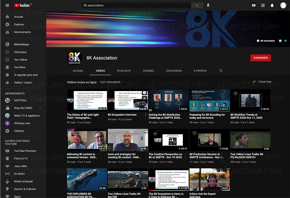Chaîne YouTube 8K&nbsp;Association