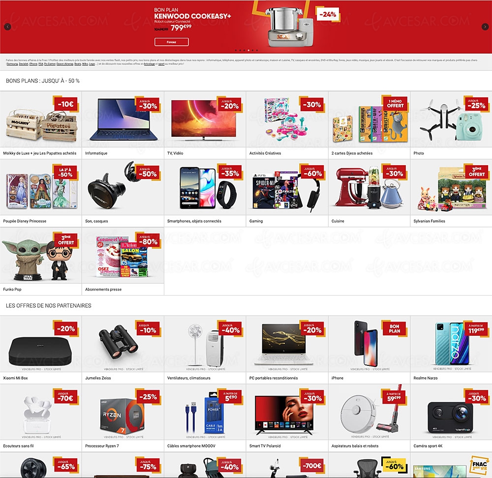 Soldes ventes flash Fnac, jusqu'à&nbsp;&#8209;75% de remise sur des milliers&nbsp;d'articles