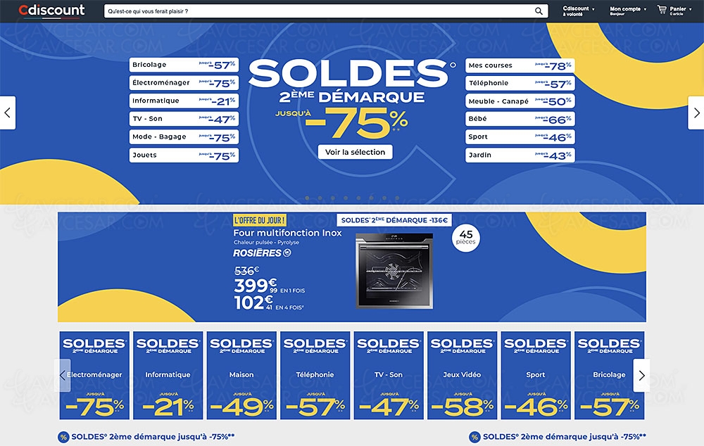 Soldes été 2021 > 2e démarque CDiscount jusqu'à&nbsp;&#8209;78% sur des&nbsp;milliers&nbsp;d'articles