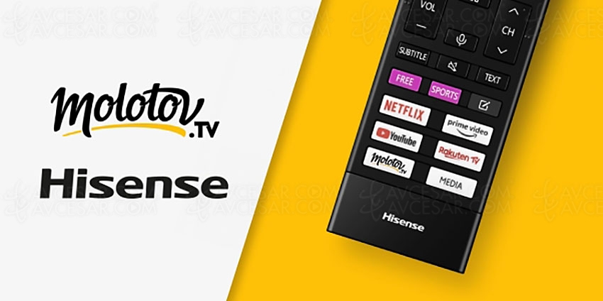 Touche Molotov sur les télécommandes des TV&nbsp;Hisense&nbsp;2021