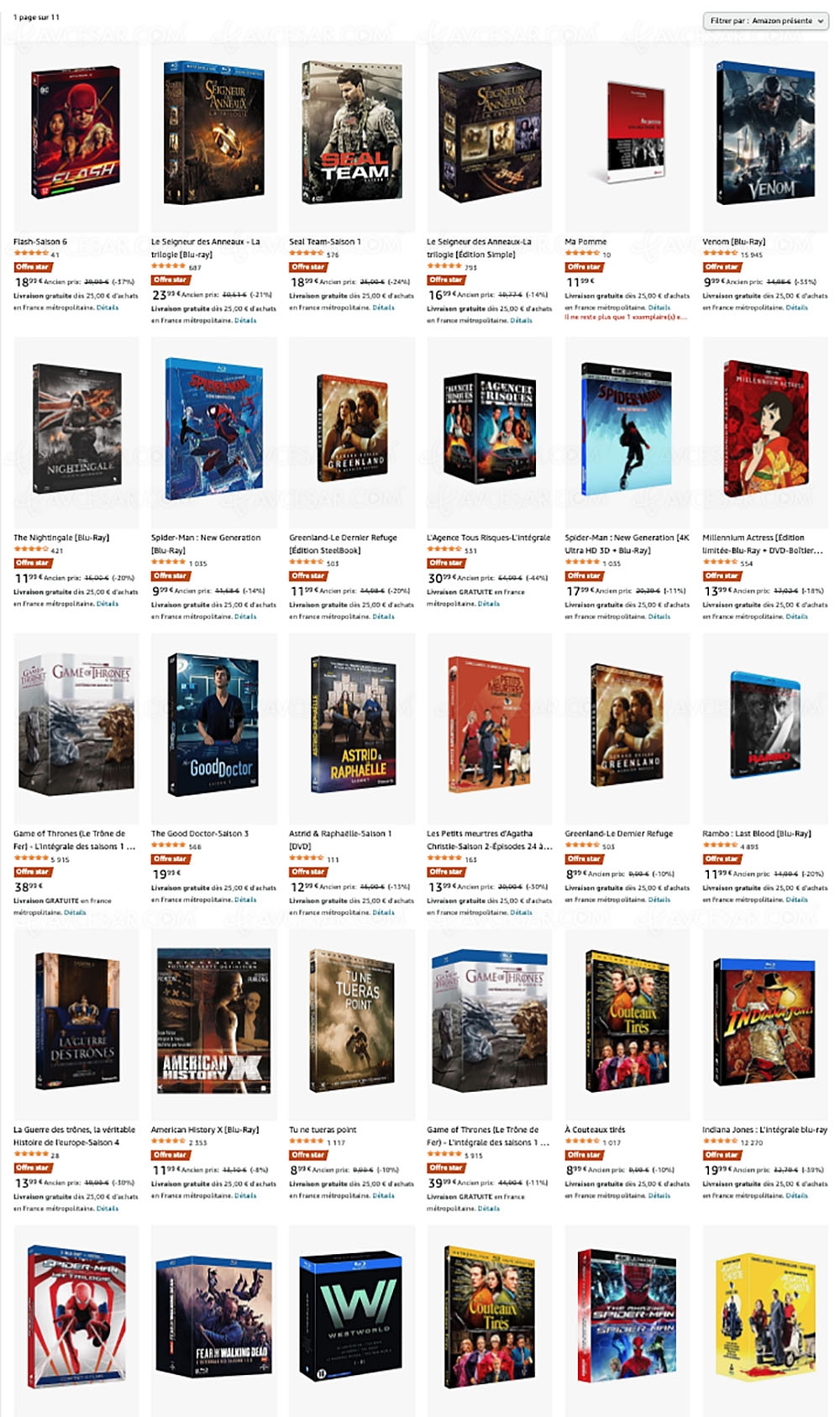Amazon, 8 000 4K Ultra&nbsp;HD, Blu&#8209;Ray et&nbsp;DVD jusqu'à&nbsp;&#8209;50%