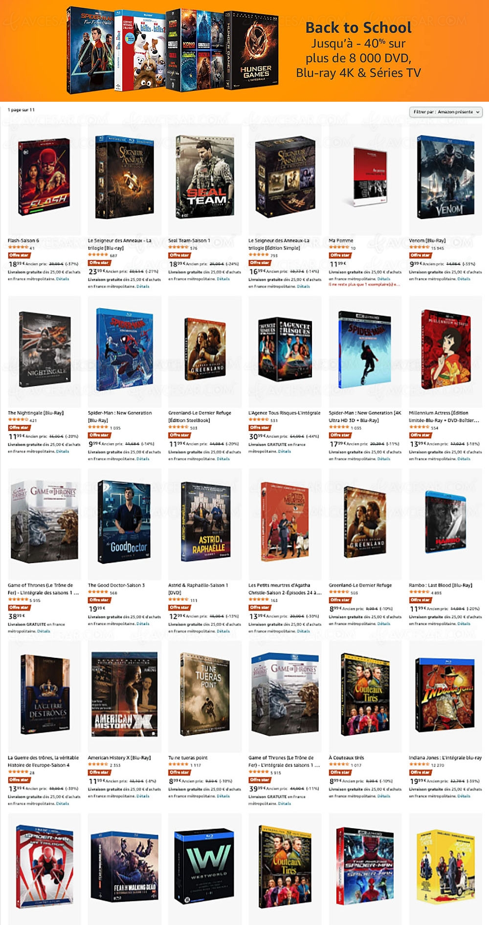 Amazon, 8&nbsp;000 4K Ultra&nbsp;HD, Blu&#8209;Ray et&nbsp;DVD jusqu'à&nbsp;&#8209;50%