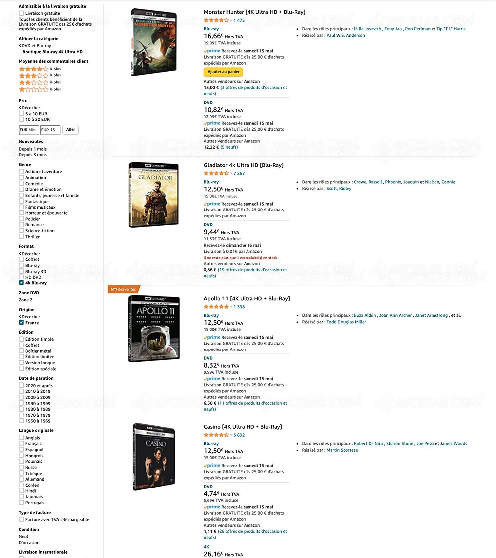 Amazon, 458 coffrets 4K Ultra&nbsp;HD Blu&#8209;Ray à moins de&nbsp;20&nbsp;€