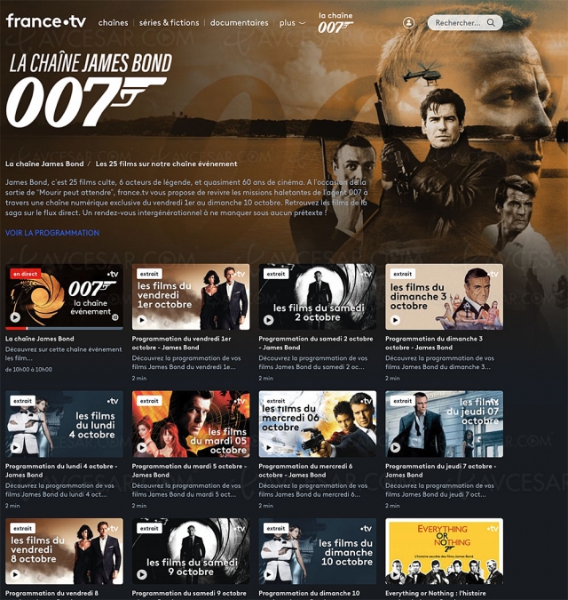 France.TV : chaîne éphémère James Bond 007, 25 films à voir ou revoir