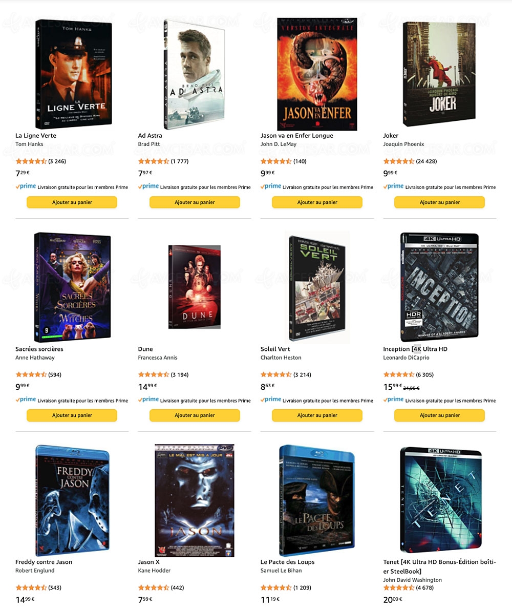 Promotion Amazon, deux 4K Ultra&nbsp;HD, Blu&#8209;Ray, DVD achetés, un 3e&nbsp;offert parmi 1&nbsp;000&nbsp;titres