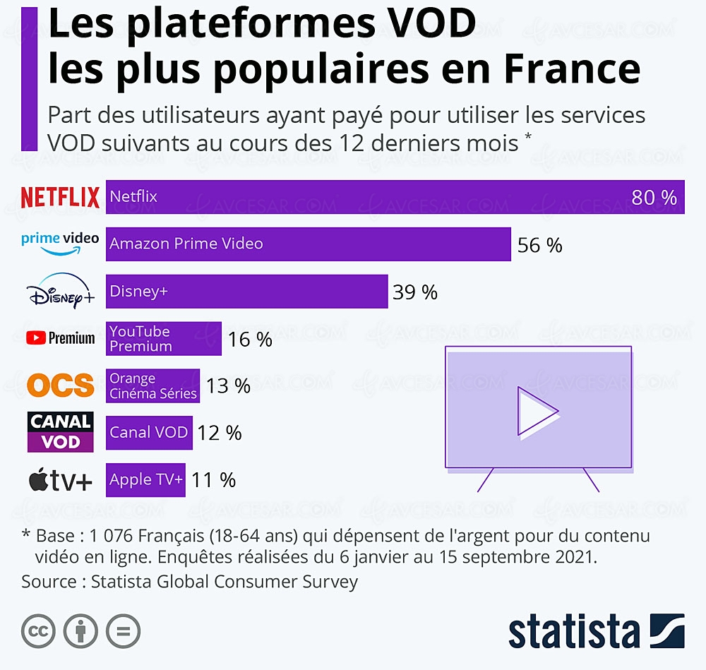 France&nbsp;: Netflix toujours la plate-forme la&nbsp;plus&nbsp;prisée