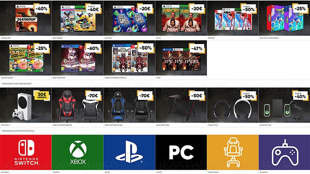Black Friday 2021 > 75&nbsp;offres Jeu vidéo PS4/PS5, Xbox One&nbsp;S/X et&nbsp;Switch jusqu'à&nbsp;&#8209;85% de&nbsp;remise
