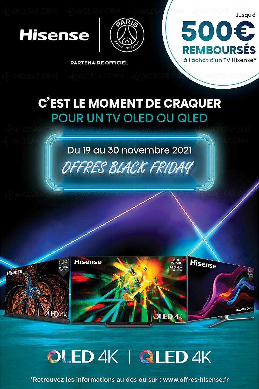 Black Friday 2021 > Offre de remboursement TV Ultra&nbsp;HD 4K Hisense, jusqu'à 500&nbsp;€&nbsp;remboursés