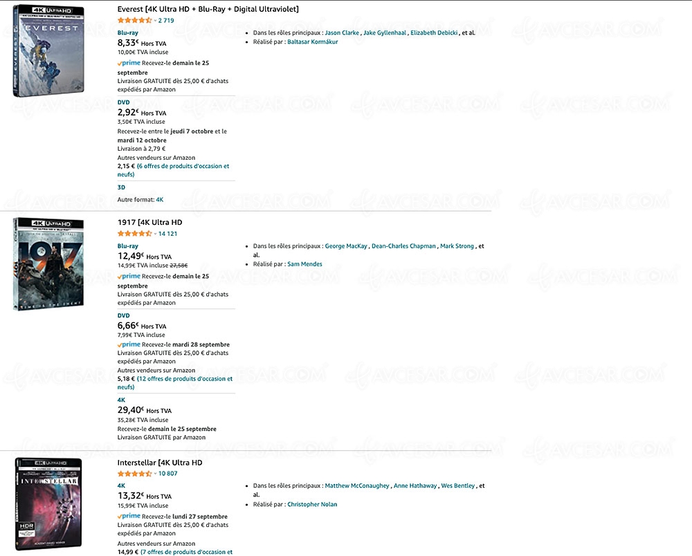 Bon plan Amazon, 293&nbsp;coffrets 4K&nbsp;Ultra&nbsp;HD Blu&#8209;Ray à&nbsp;15&nbsp;€ prix&nbsp;maximum