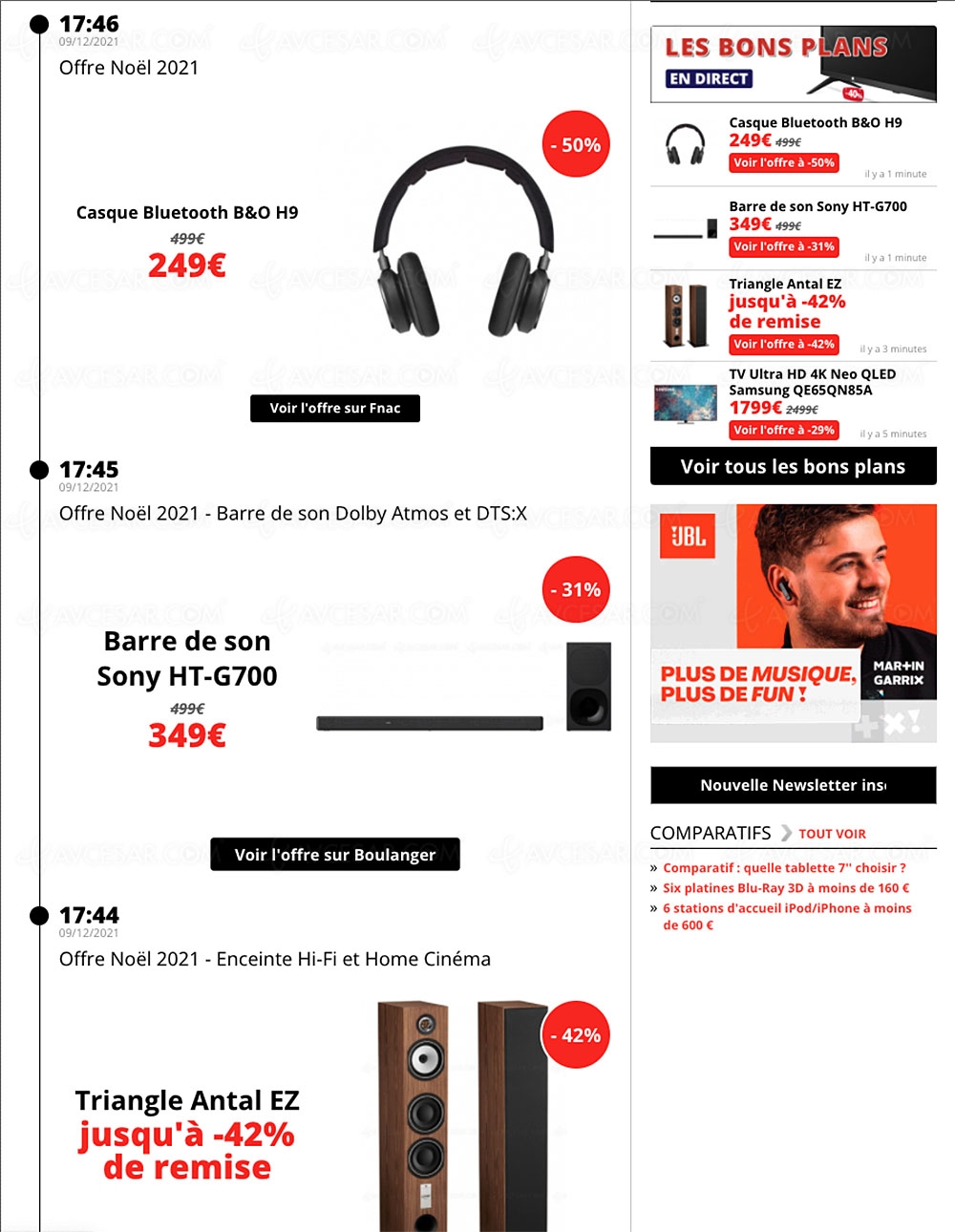 Bons plans/soldes, sélection promos AVCesar.com du&nbsp;09/12&nbsp;: TV&nbsp;Oled, TV&nbsp;LED, 4K/8K,&nbsp;smartphones…