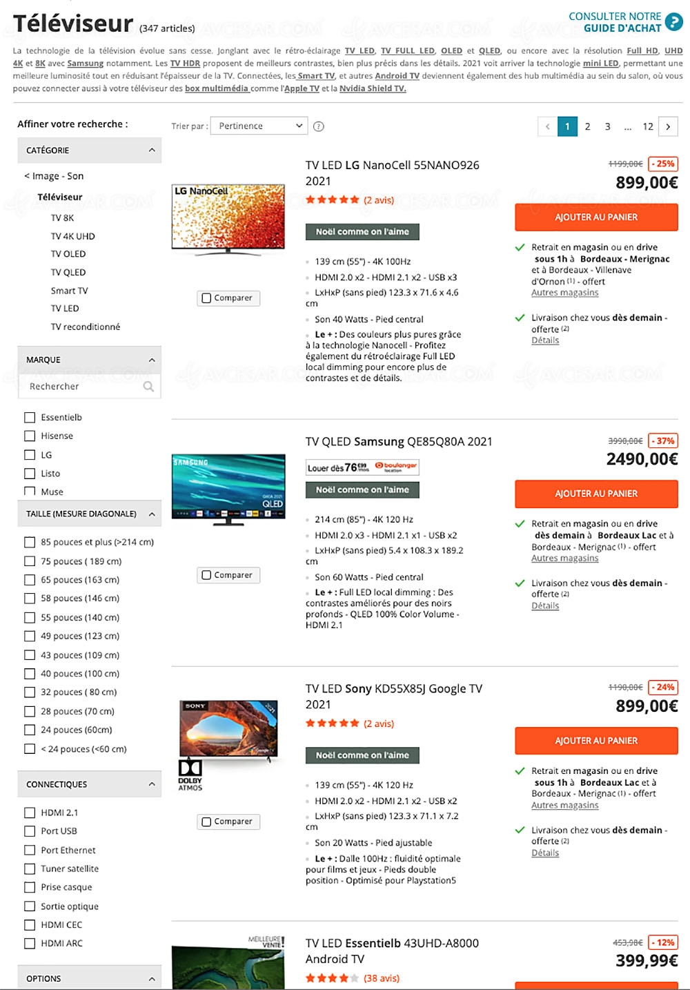Bons plans Boulanger, 347&nbsp;TV proposés jusqu'à&nbsp;&#8209;49% de&nbsp;remise