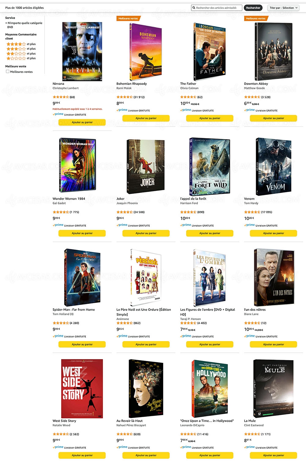 Promo Amazon, cinq DVD/Blu&#8209;Ray achetés pour 30&nbsp;€ parmi 1&nbsp;000&nbsp;titres